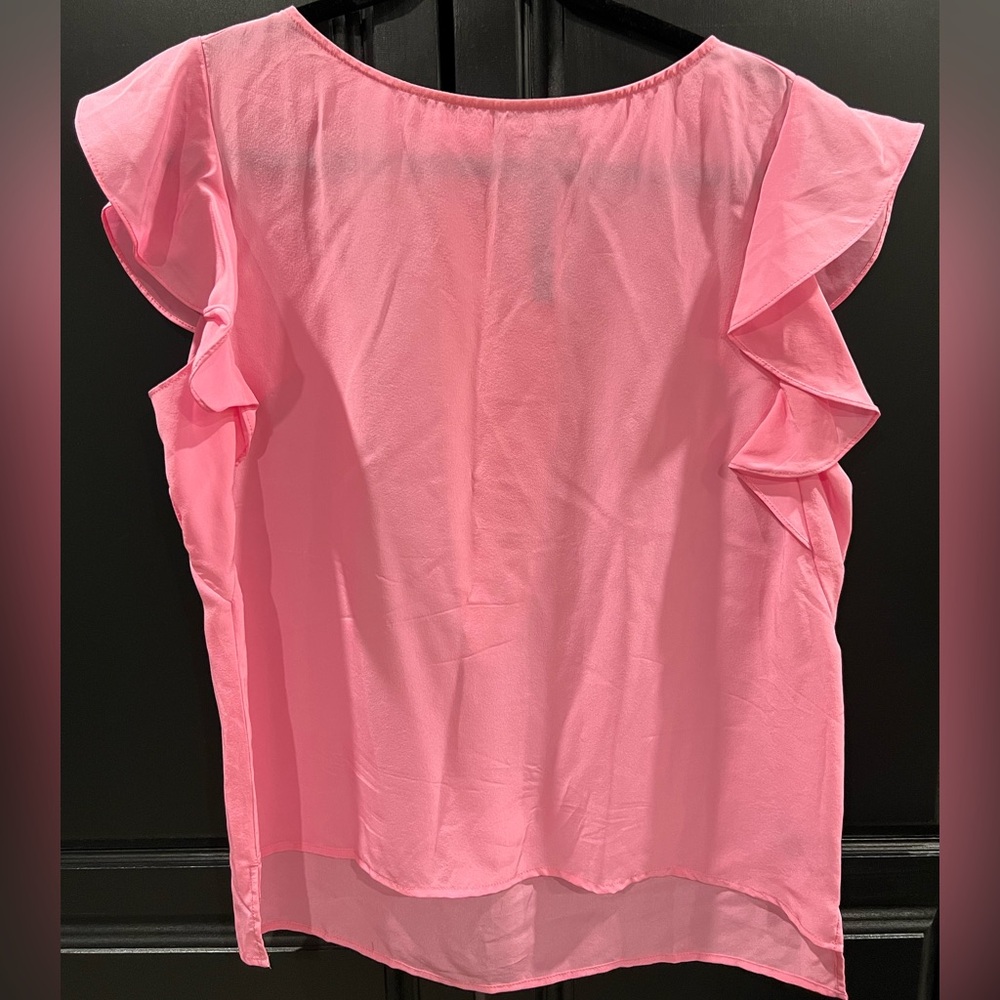 Chic Pink Ruffle Sleeve Blouse